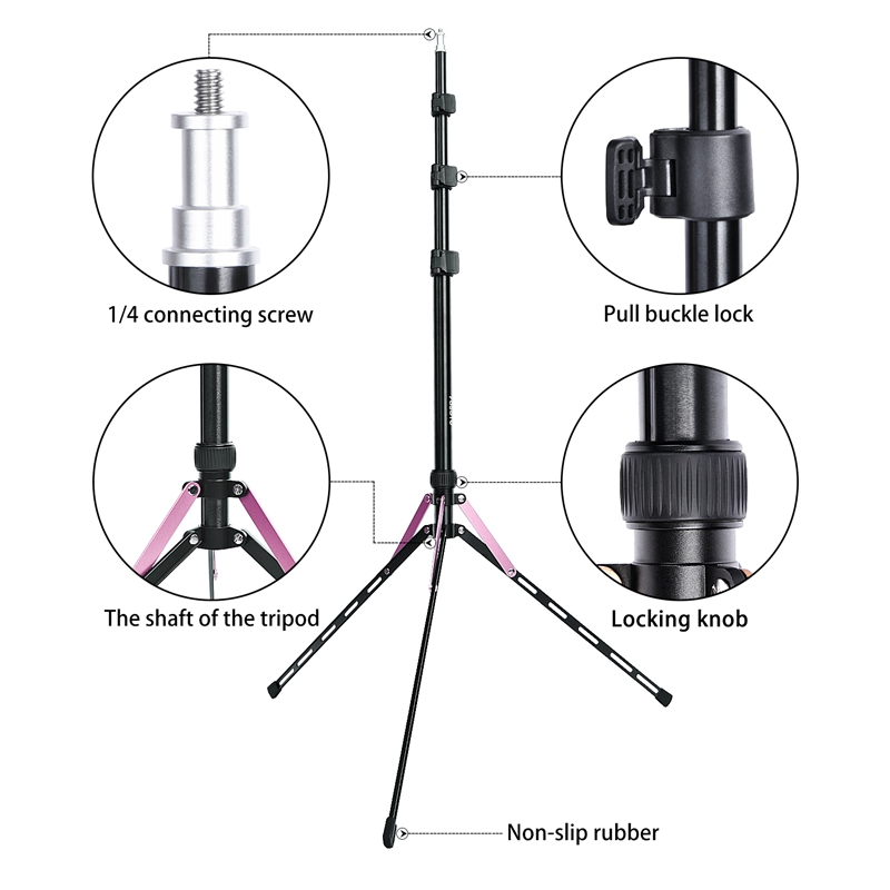 Fosoto FT-190 Purple Led Tripod Light Stand For Camera Phone Photographic Lighting Flash Umbrellas Reflector