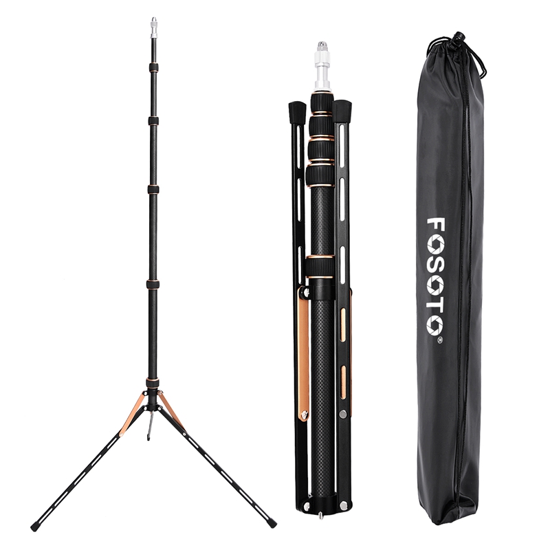 FOSOTO FT-220 Carbon Fiber Gold Led Light Tripod Stand Head Softbox and Umbrella Flash Reflector For Photo Studio Photographic Lighting