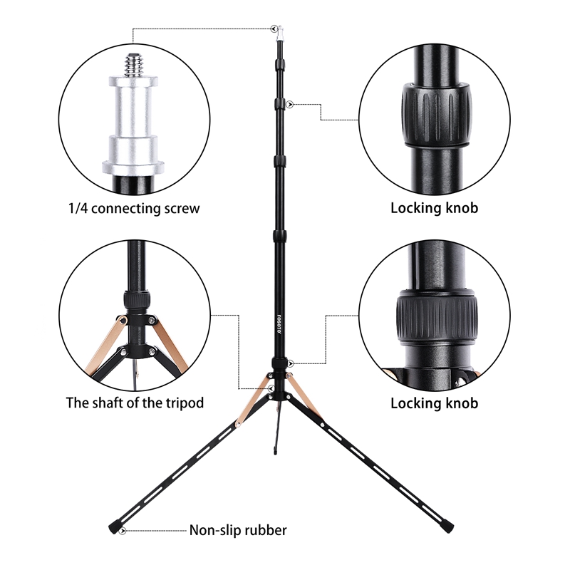 Fosoto FT-190B 2.2m Gold Led Light Tripod Stand with Bag Head Softbox  For Photographic Lighting Flash Umbrellas Reflector