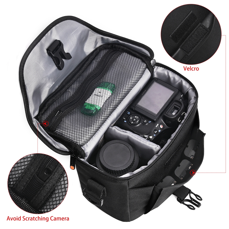 FOSOTO 210-B DSLR Camera Bag Fashion Polyester Shoulder Bag Waterproof Camera Case For Canon Nikon Sony Lens Pouch Bag Photo Video bag