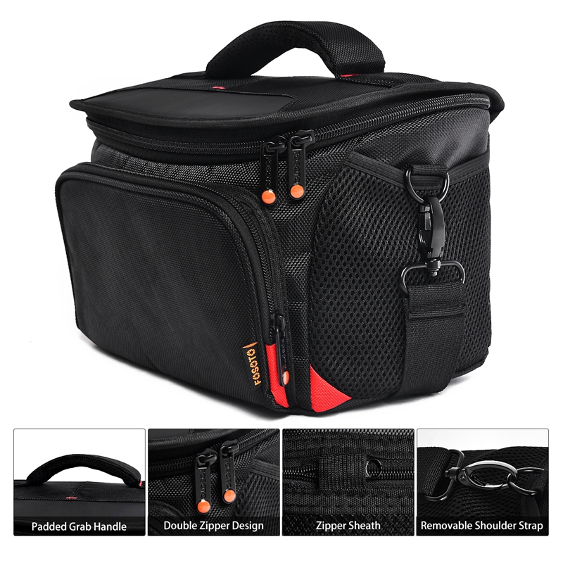 FOSOTO R4L Shockproof DSLR Camera Shoulder Bag Case Compatible for Canon EOS T5i T6 T7i 5D 6D, Nikon D3400 D5600 D7200 D750 D610, Sony A99 Olympus Fujifilm Pentax