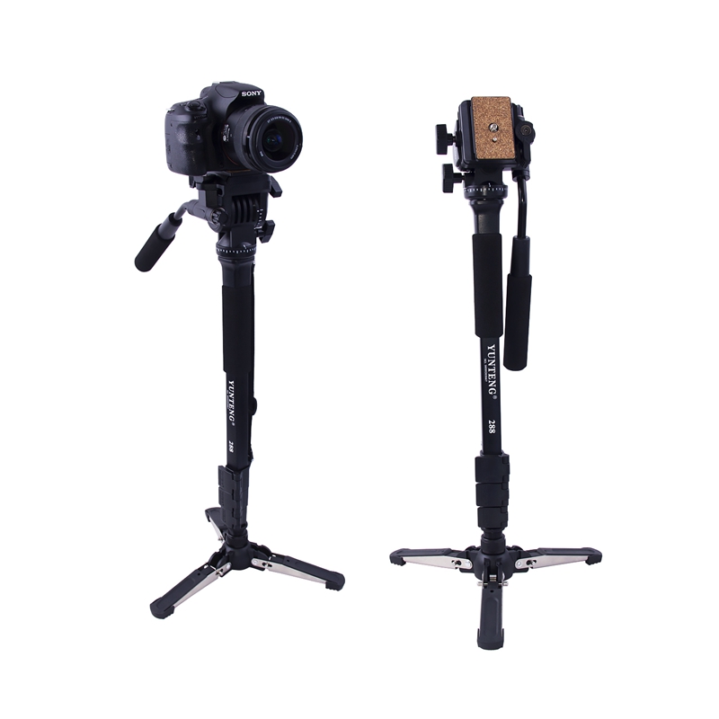 FOSOTO VCT-288 professional mini tripod monopod stand & fluid pan head quick release plate unipod for Canon Nikon camera phone