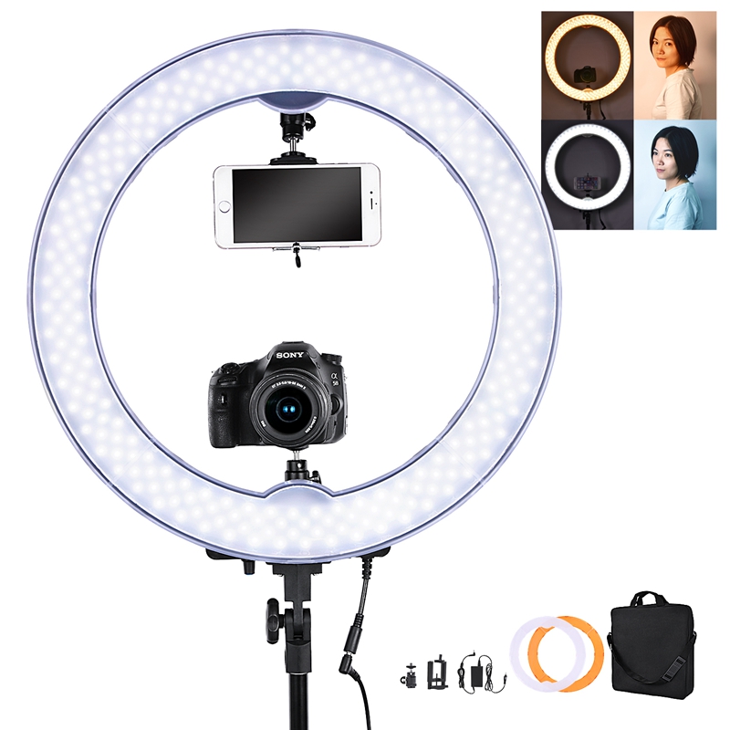 FOSOTO 55W 5500K 240 LED Makeup Photographic Lighting with battery slot for Makeup Camera Phone