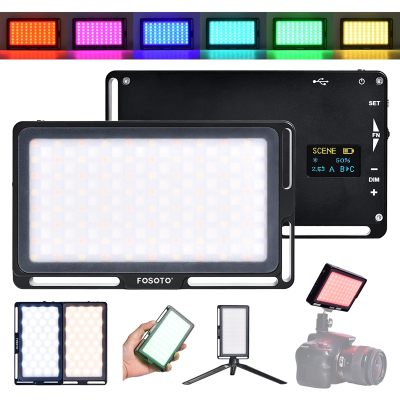 FOSOTO FT-08 Square Photography Mini fill light RGB Full Color LED Video Light For Camera and Smartphone Video vlog Photography