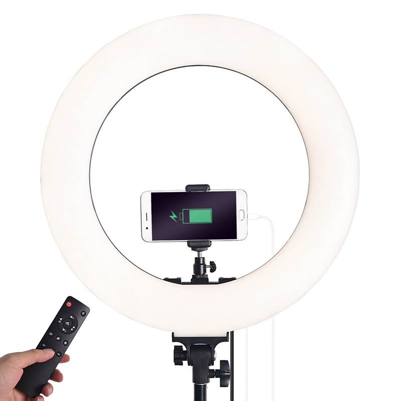 FOSOTO RL-480L18 inch LCD screen 60W Battery Operate LED Ring Light with light stand for video shooting