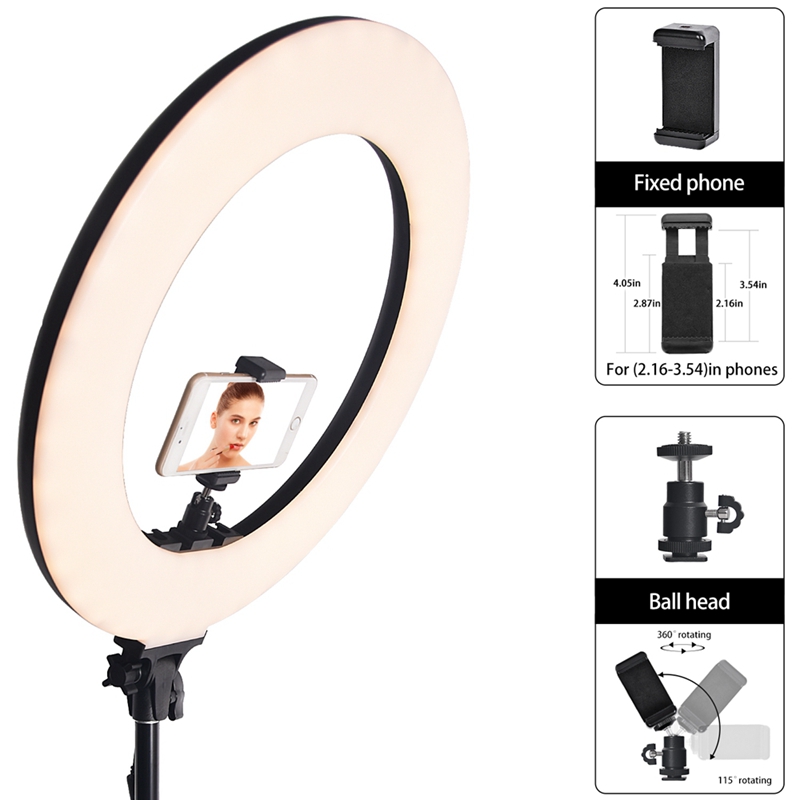 FOSOTO RL-480L18 inch LCD screen 60W Battery Operate LED Ring Light with light stand for video shooting