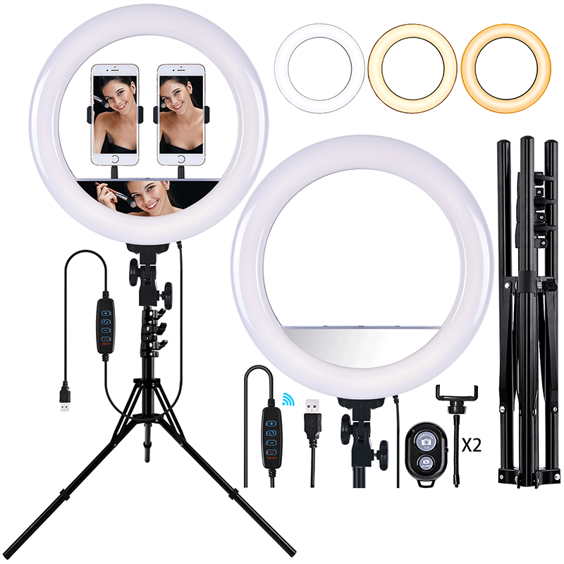 FOSOTO FT-36L /14Inch 5500K LED Selfie Ring Light with 2M tripod stand for Youtube, Tik Tok, camera photography