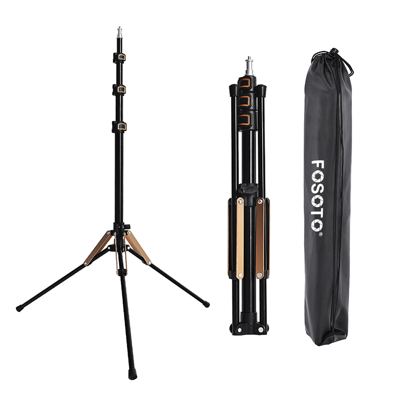 FOSOTO 75in Fold Video Tripod Light Stand Super Lightweight Compact for Ring Light, Speedlight, Flash, Umbrella, Softbox, Filming Product Portrait Shooting Lighting Stand