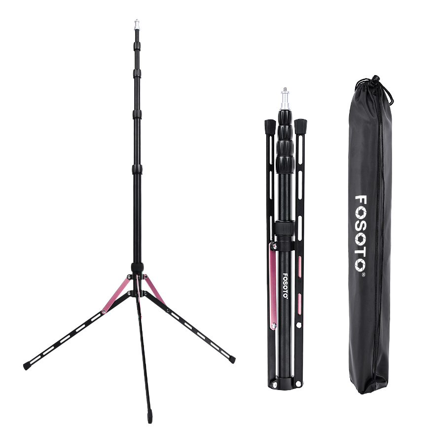 FOSOTO 7.2ft Lightweight Aluminum Photography Travel Light Stand Tripod Portable Strobe Reflector Softbox Video Shooting Background Light with Carrying Bag