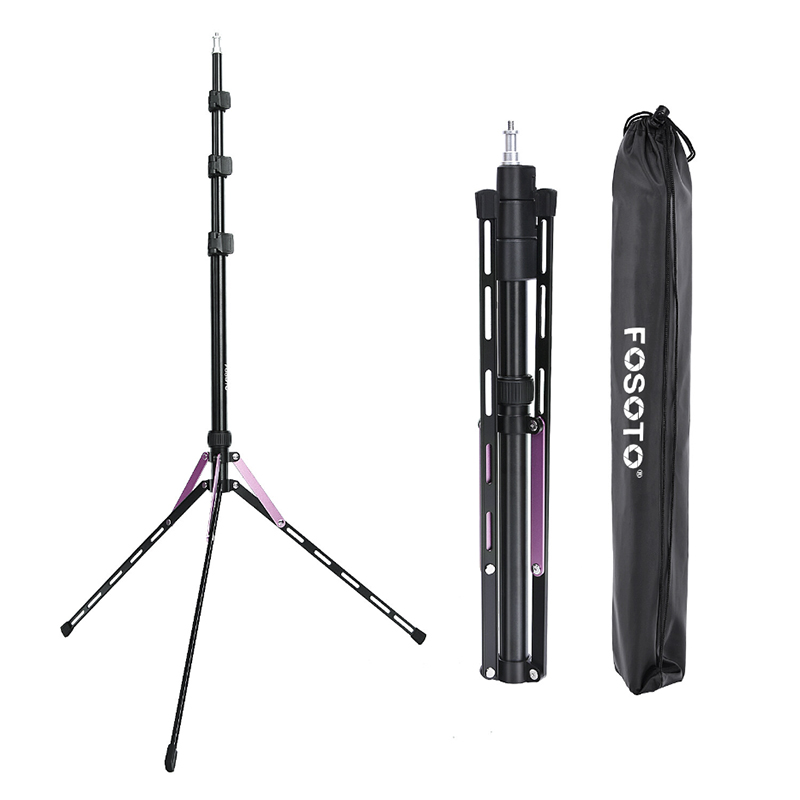 FOSOTO 75in  Fold Video Tripod Light Stand Super Lightweight Compact for Photo Studio Tripod for Strobe Reflector Softbox Video Shooting Background Light with Carrying Bag