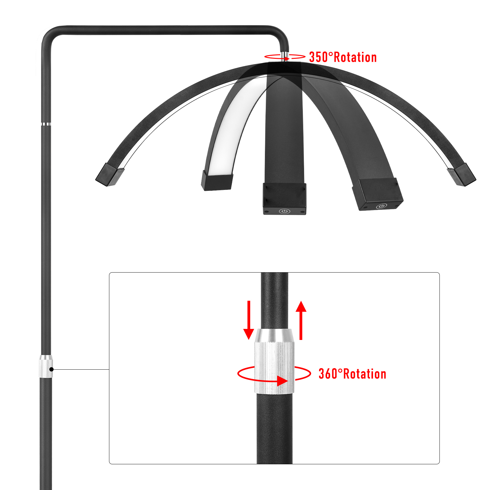 fosoto 25 inch ft-y9ii makeup half moon  fill light for beauty salon with patented  touch control design