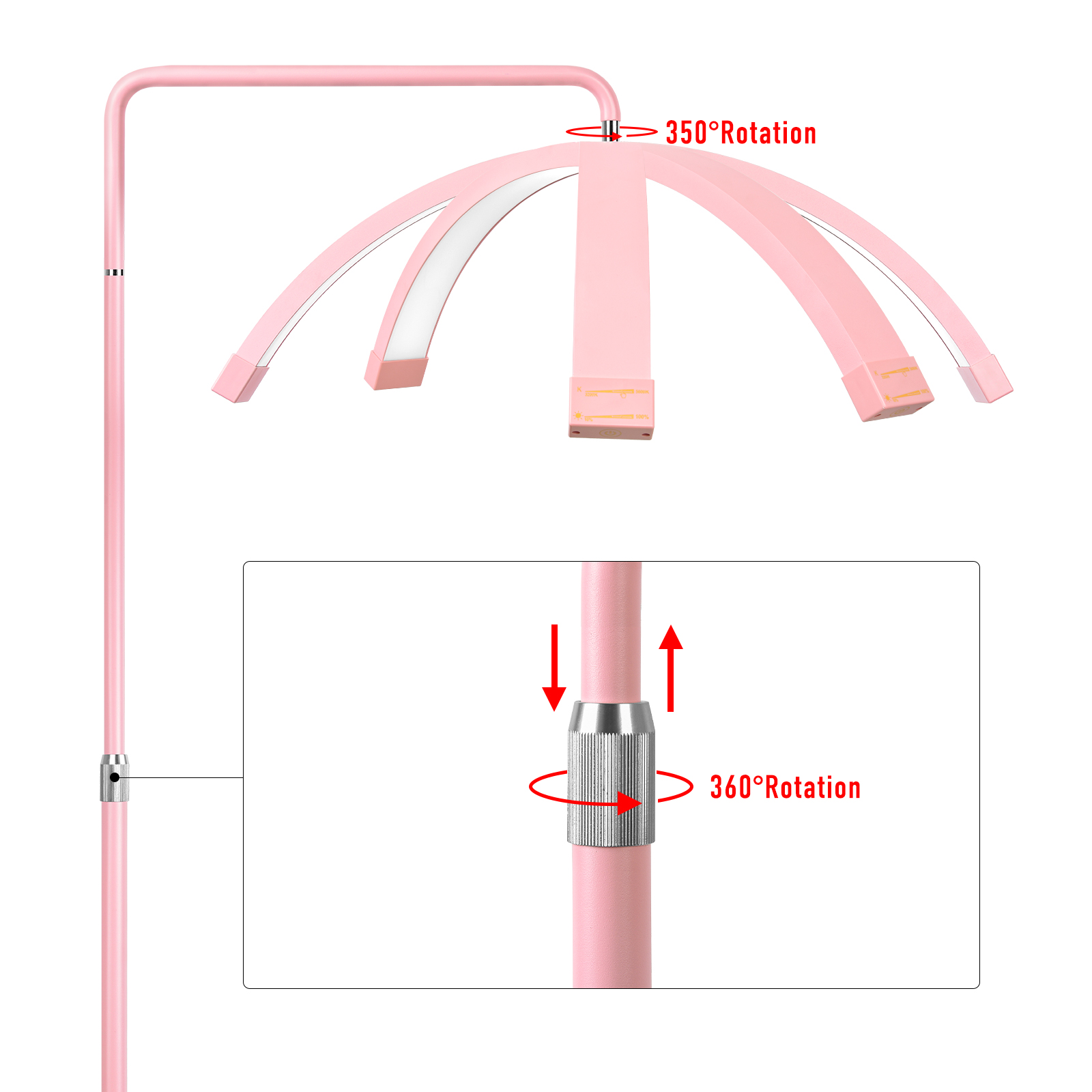 fosoto 28 inch ft-y9 multicolor led skincare light touch control half moon light with cellphone clip